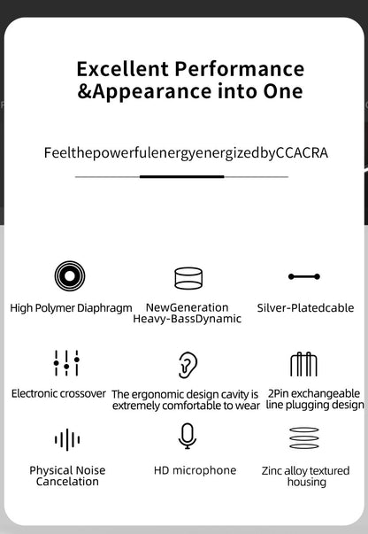 CCA CRA Hanging In Ear Wired HiFi Headset Monitor Headphones Noice Cancelling Sport Gamer Earbuds Earphones KZ ZEX Pro NRA CA4