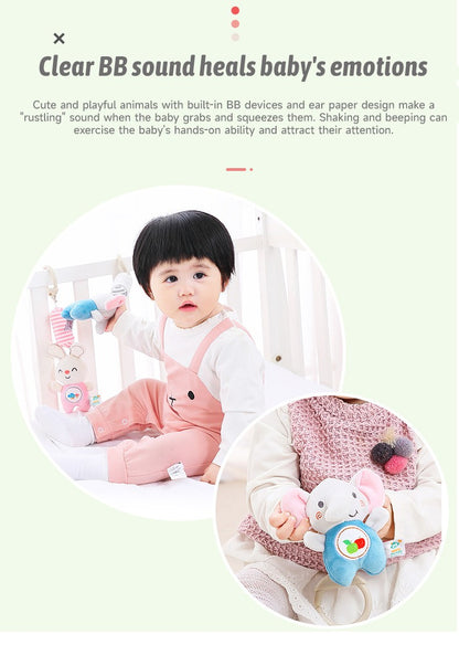 Baby Stroller Bed Hanging Bell Plush Toys Early Education Promote Children Color Cognition Sensory Plush Rattle Training Toys