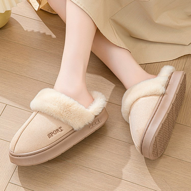 Casual Fluffy Slippers Women House Winter Plush Designer Shoes Ladies Flats Home Warm Fashion Elegant Solid Platform Footwear