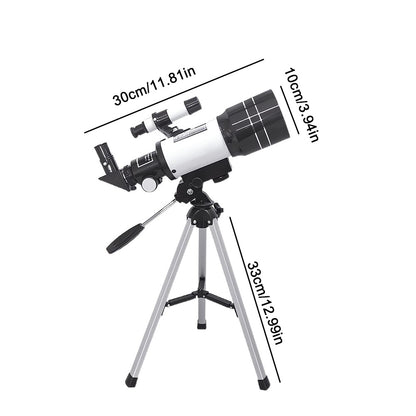 Telescópio Astronômico 150X, Refrator de Abertura de 70mm, Telescópio Portátil de Viagem com Adaptador de Celular e Controle Remoto Sem Fio