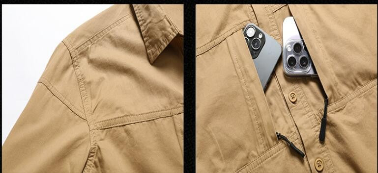 New Spring Men Long Sleeved Cargo Shirts High Quality Man Outdoor Multi Pockets Loose Tooling Shirts Male Casual Shirts Size 5X