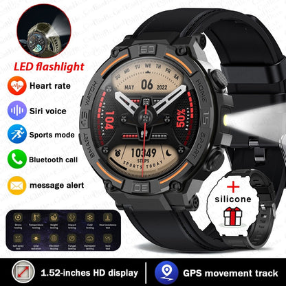 Smartwatch Militar de Outdoor 2025 Novo GPS Display Ultra HD de 1.52" Chamada Bluetooth Frequência Cardíaca IP69K À Prova D'água AI Smartwatch Masculino
