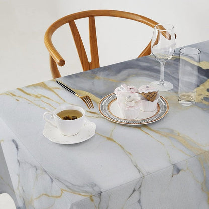 White Grey Gold Marble Texture Rectangle Tablecloth Holiday Party Decor Modern Abstract Geometric Texture Table Cloth Home Decor