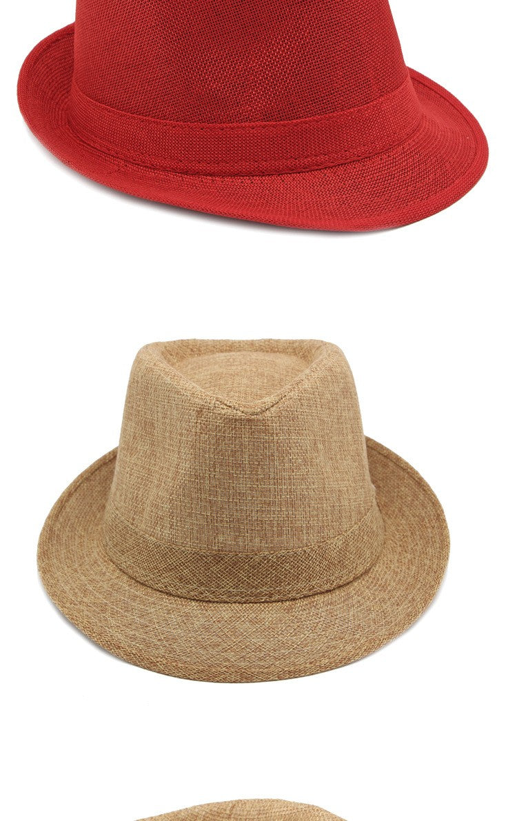 Middle-aged Spring and Summer Outdoor Sun Protection Hat Beach Top Hat Female Casual Retro Jazz Linen Hat  Fedoras for Man Party