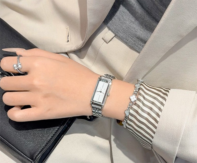 GEDI Square Watch Stainless Steel Gold Vintage Watches for Woman Luxury Elegant Waterproof Quartz Wristwatch Gifts Girlfriend