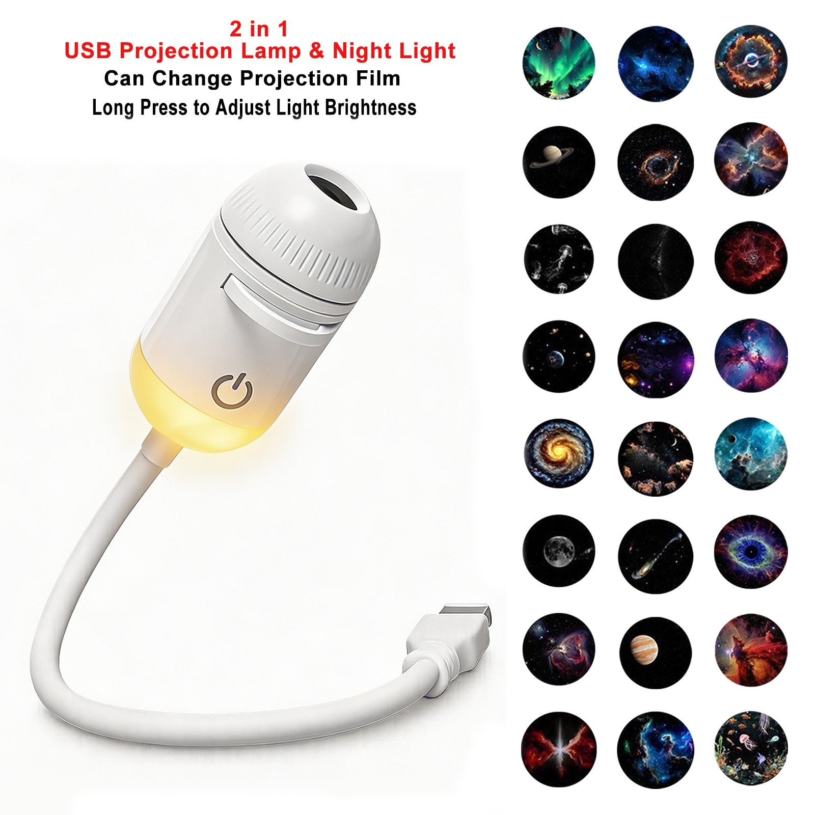 USB Car Atmosphere Projector Light Car Interior Ambient Light LED Starry Star Light Party Decor Romantic Saturn Galaxy Light