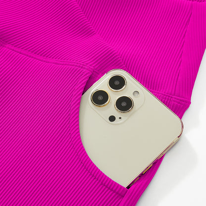 Women Ribbed Crossover Flare Leggings V Waist Slim Fit Yoga Pants with Pockets Workout Fitness Yoga Pants Flared Pants Female