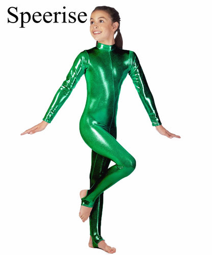 SPEERISE Toddler Sleeveless Leotard Boys Ballet Bodysuit Shiny Metallic Gymnastics Short Spandex Tank One-piece Unitards for Kid
