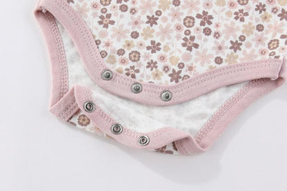 Unisex Bodysuits 4/5PCS Cotton Newborn Baby Girl Clothes Set Short Sleeve Print Baby Boy Clothes Summer Solid Color Bebes