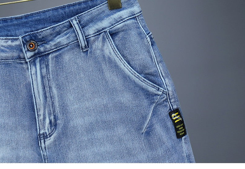 Men's Straight Casual Denim Shorts Simple Solid Color Slim Jeans Comfortable Breathable Bermuda Short Pants Summer