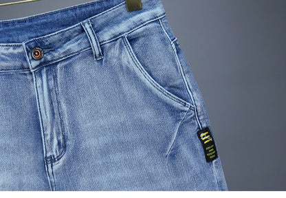 Men's Straight Casual Denim Shorts Simple Solid Color Slim Jeans Comfortable Breathable Bermuda Short Pants Summer