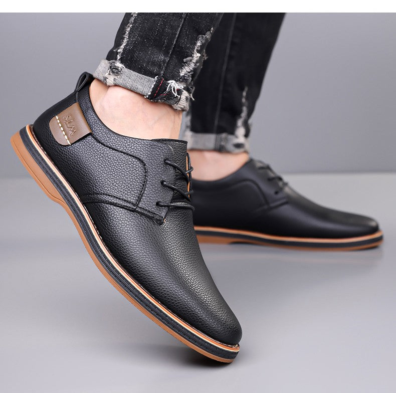 Men's Casual Business Leather Shoes Men Fashion Lace-up Derby Shoe Mens Light Comfortable Outdoor Driving Flats