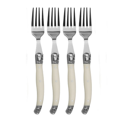 Conjunto de 4 Garfos, Facas e Colheres de Bife Jaswehome Laguiole, Acabamento Espelhado, Aço Inoxidável Coreano, Talheres de Prata