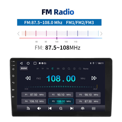 Rádio Estéreo Automotivo de 7/9/10 Polegadas Duplo 2 Din 4+64G Android 15 ChatGpt AI WIFI GPS Navegação FM/RDS Bluetooth SWC Unidade Principal+DVR&AHD