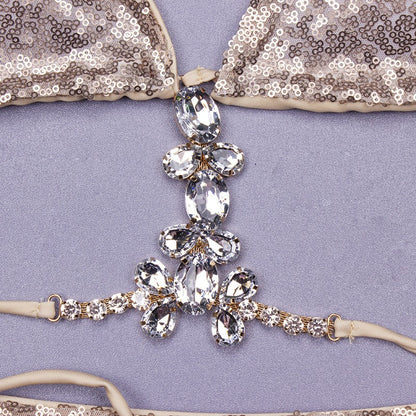 Sequins Sexy Bikinis Swimsuit With Rhinestones Women Swimwear Female Push Up Bikini Beach Swim Wear Bathing Suits Pool Bather