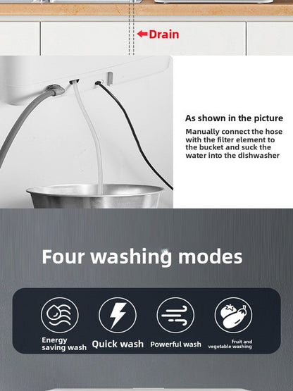 Desktop Household Dishwasher Plastic Intelligent Fully Automatic Disinfecting High Temperature 5 Sets Capacity 800W Electric