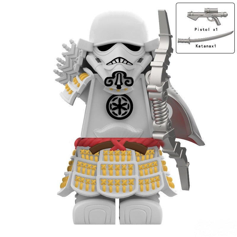 Armadura de Storm Samurai Trooper Soldado Branco Articulado DY325 com Armas (Pistola e Katana) - DY Minifigs