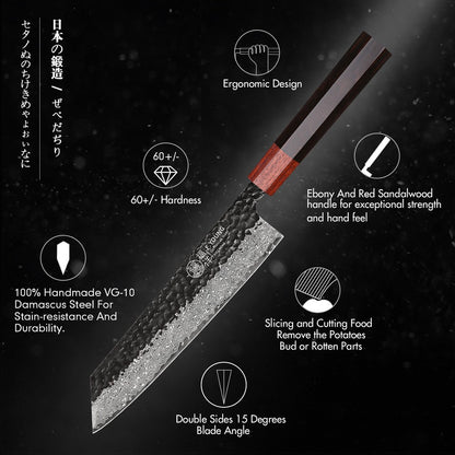 F.YOUNG Faca Japonesa de Chef Aço Damasco Profissional Facas de Cozinha Utilitário Sashimi Fatiar Carne Utensílios de Cozinha Forjados à Mão