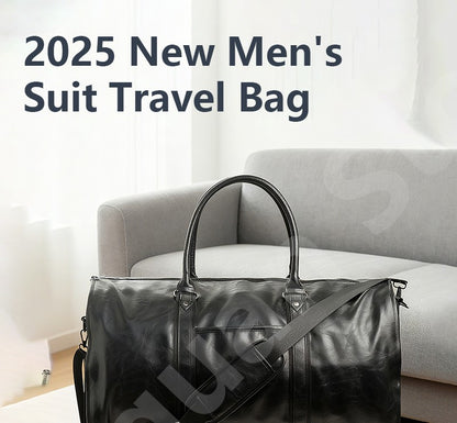 2025 Novo Masculino de Grande Capacidade Couro Impermeável Final de Semana Viagem Negócios Mala Conversível 2 em 1 de Mão de Bordo