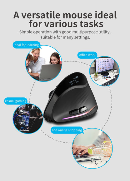 Lefon 2.4G Ergonomic Mouse Wireless Vertical Mouse Rechargeable Gaming Mice for PC Laptop MacOS Office F35C/F35B/F35 MODEL