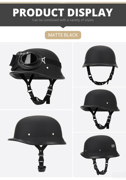 Capacete De Moto Retro Alemão Vintage Moto Capacete DOT Certificação Meio Capacete Homens Mulheres