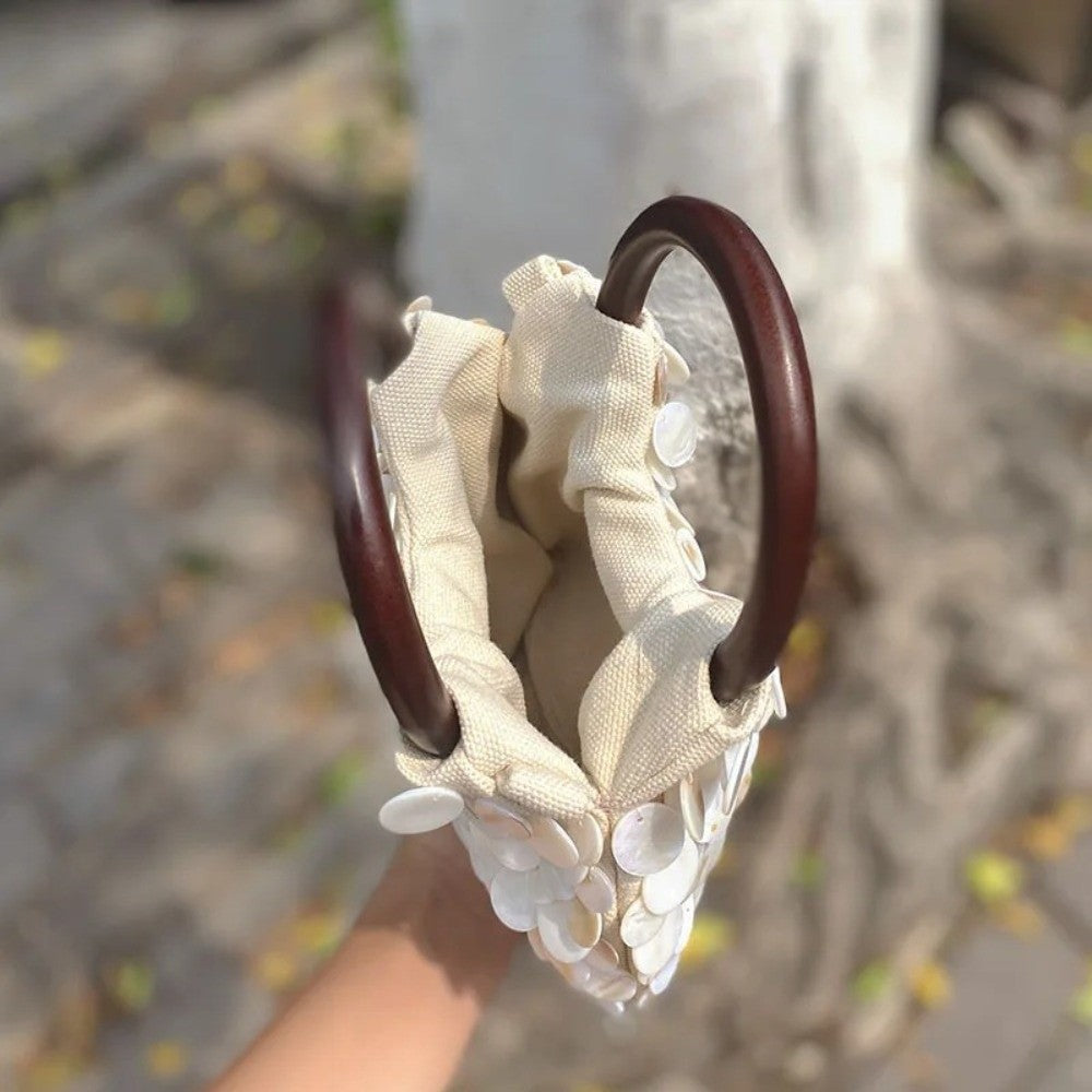 Handmade Fairy Beaded Bag?? ??Large Capacity ?Compact Size?? ??Seashell Clutch Purse?? Mermaid Style?? Shell Embellishments??