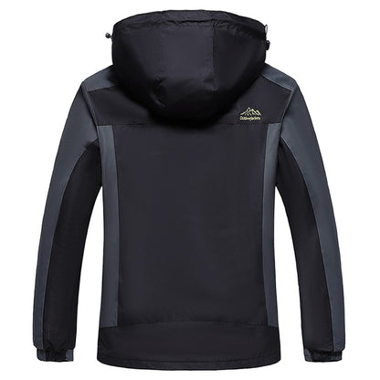 Outdoor Men's Red & Black Waterproof Windproof Breathable Jacket with Detachable Hood for Hiking Climbing Camping?