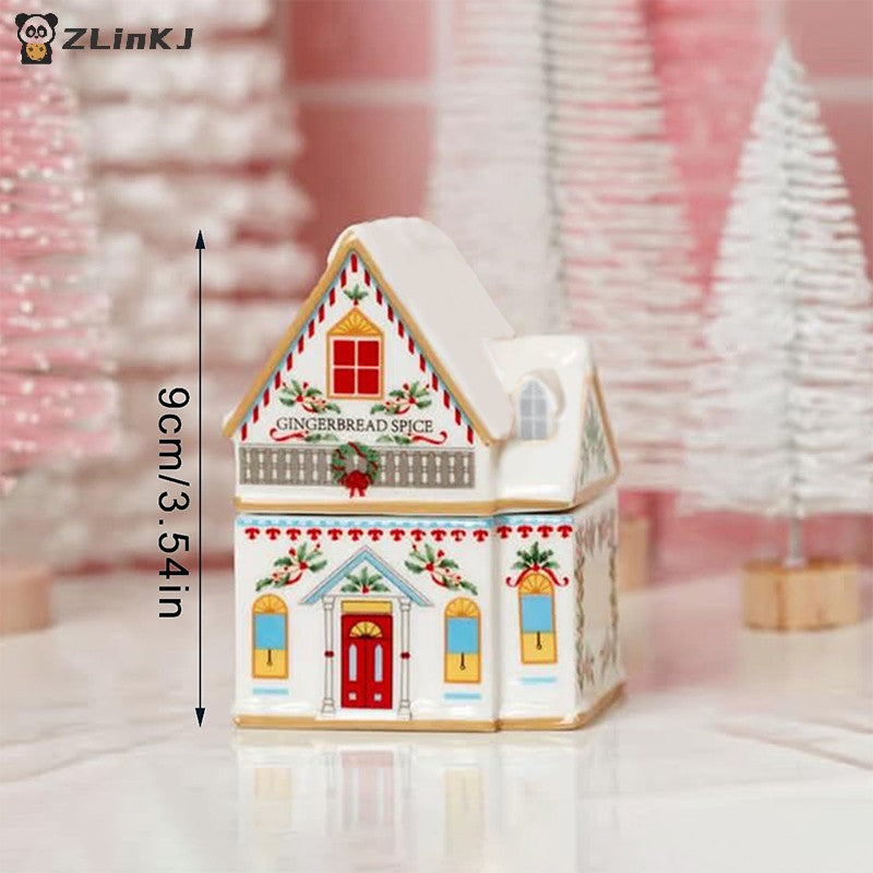 ?1PCS Holiday Village Spice House Set, Mini Christmas Gingerbread Houses Jars, Kitchen Countertop Festive Decor, New Year Gifts