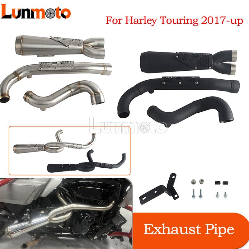 Motorcycle Big Sexy 2-in-1 Exhaust Muffler Pipe Double Slip Gusset For Harley M8 Touring Street Electra Glide Road King 2017-up