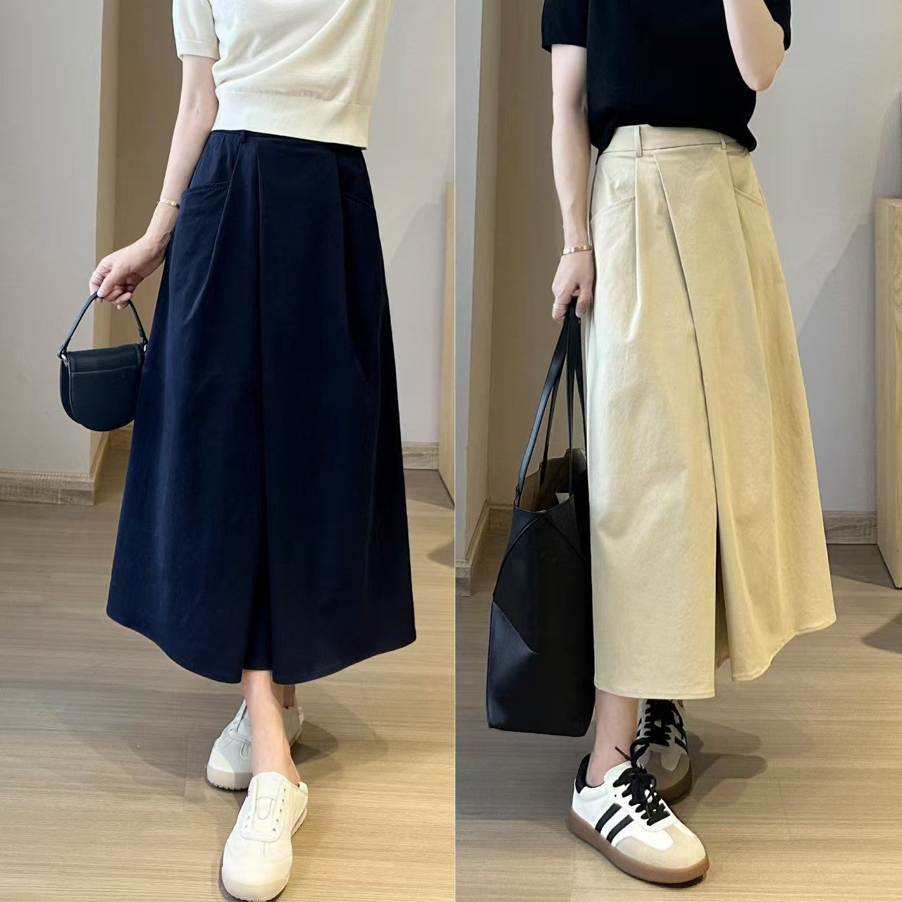2026 Solid Color Big Size Half Skirt Women Leisure A- Line with Pocket Chinese Origin Simple Plus Size Mid Length Skirt