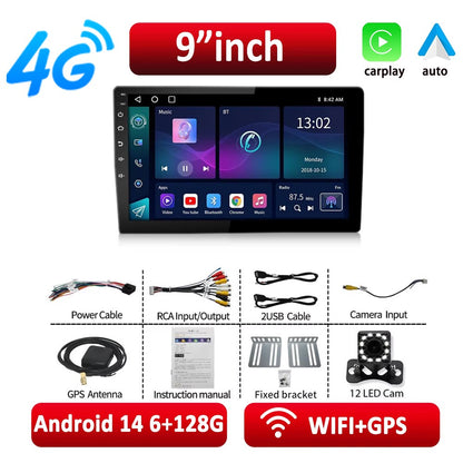 ESSGOO Car Radio Wireless Carplay Android Auto 2 Din 7"/9" GPS Navigator MP5 Player Glass Screen  Wi-Fi FM BT Car Stereo
