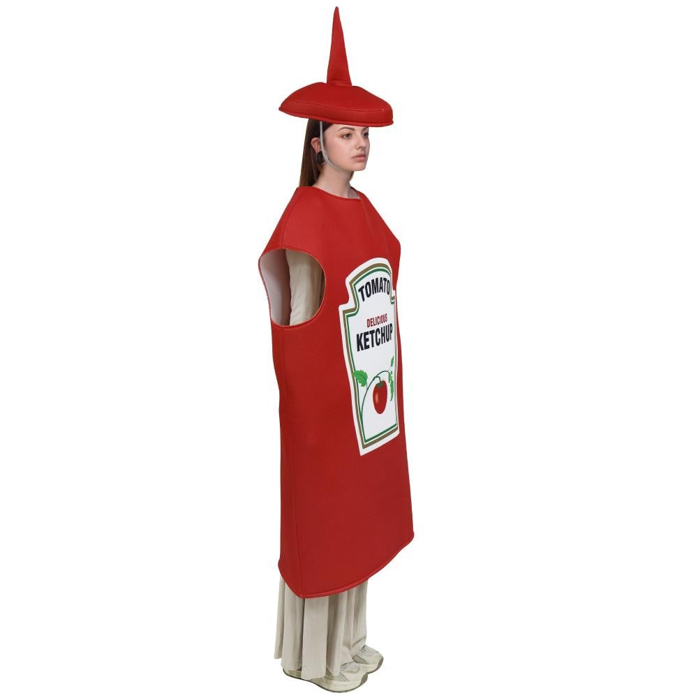 Halloween Funny Ketchup Salad Sauce Cosplay Costumes Adult Unisex Food Party Stage Show Fancy Dress Carnival Bar Mascot Dress Up