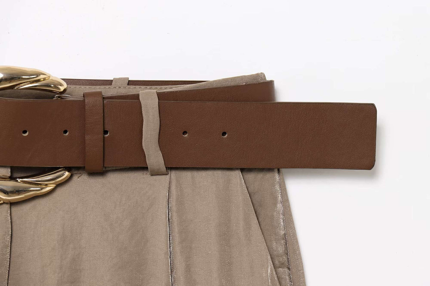 HH Women New Fashion Solid Belt Wrinkles Decorate Casual Loose Trousers Female Chic Zipper Side Pocket Slim Wide Leg Pants