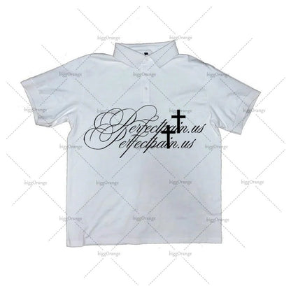 Harajuku Retro Striped Letters Fashionable Loose Cotton T-shirt Men Y2K High Street Fashion Clothing Punk Casual Short Sleeves