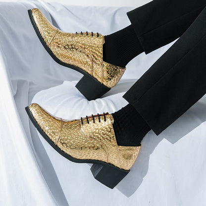 New pointed high-heeled shoes for men to increase business dress office men's shoes groom wedding wedding shoes