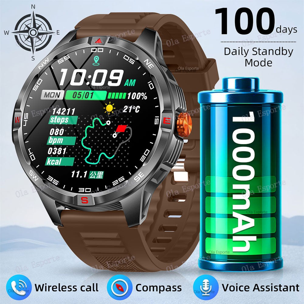 T-Rex 3 Military 1000mAh Battery Smart Watch 10ATM Waterproof GPS Track Compassr Bluetooth Call AMOLED Men Swim Sport Smartwatch