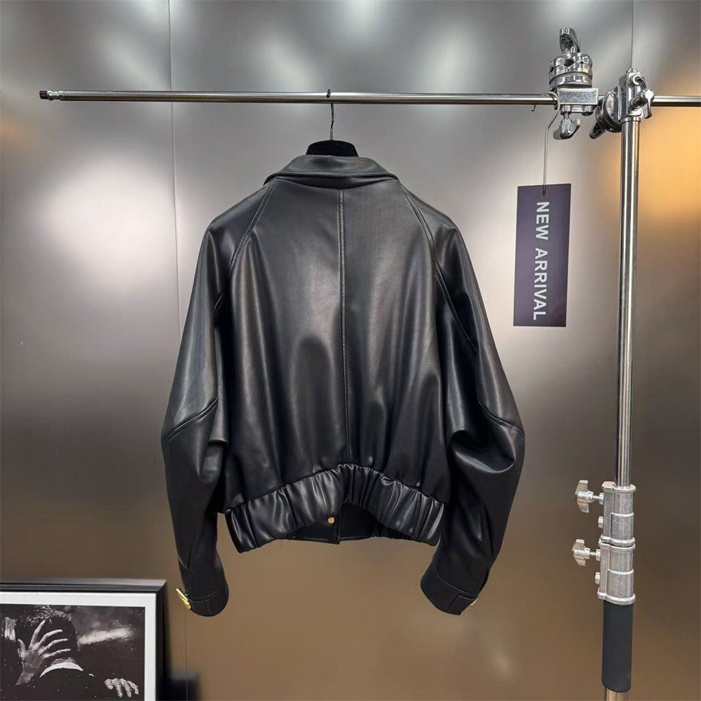 2025 Women's Winter Leather Jacket PU Metal Buckle Motorcycle Style Women's Jacket Outerwear y2k New High Quality Coat bra
