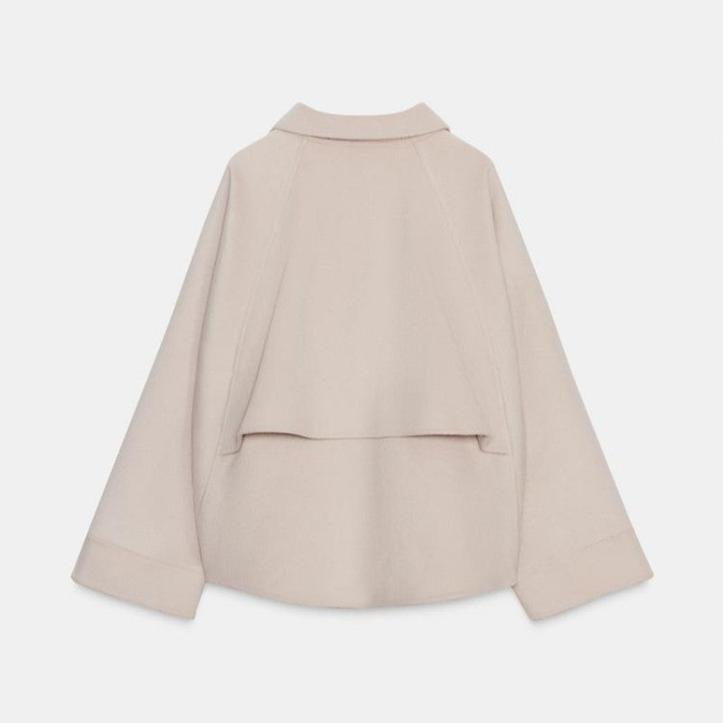 Woolen Zipper Loose Short Jacket Women Long Sleeve Lapel Solid 2025 Autumn Winter Commute Coat Street Office Warm Ladies Outwear