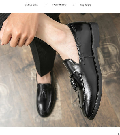 Brogues Shoes Men High Quality Social Leather Shoes British Tassels Formal Leather Men Wedding Business Dress Leather Shoes Male