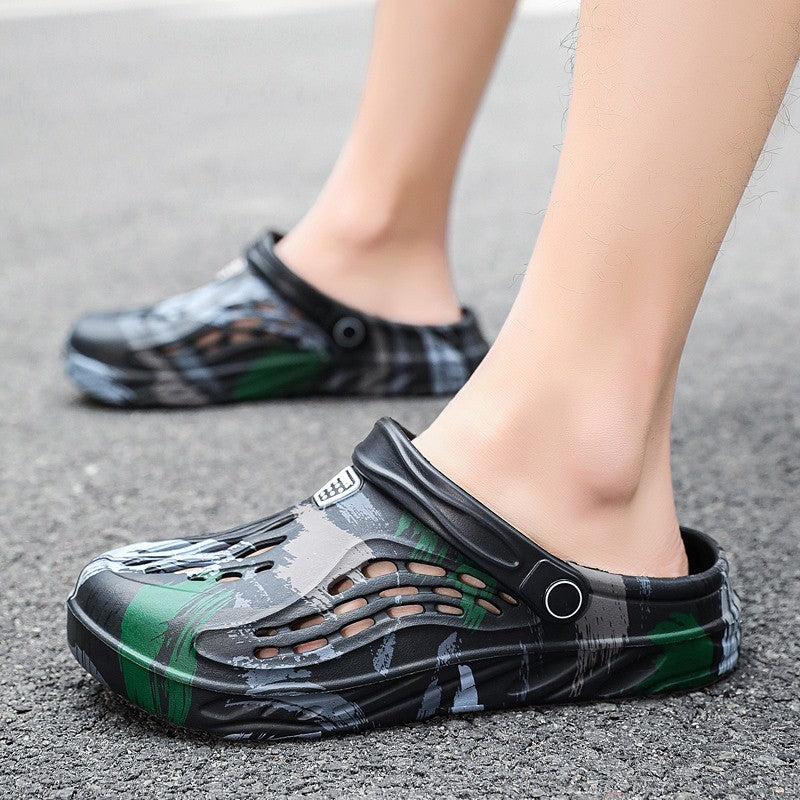 Men's Summer Camouflage Graffiti Sandals Garden Clogs Shoes Men Outdoor Beach Anti-skid Slippers Indoor Home Shoe big size 45-49