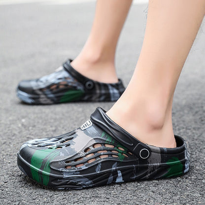 Men's Summer Camouflage Graffiti Sandals Garden Clogs Shoes Men Outdoor Beach Anti-skid Slippers Indoor Home Shoe big size 45-49