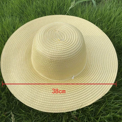 Summer Simple Straw Hats Women Men Wide Brim Beach Sun Hat Uv Protection Fishing Caps Farm Straw Hat With Windproof Rope Panama