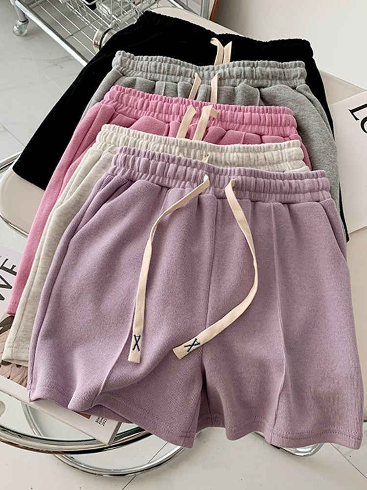 AOSSVIAO 2025 Summer Shorts Women Elasticity Lovely Girls Korean Style Sweet Students Harajuku Simple Pure Gray Trousers Female