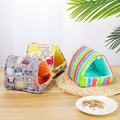 Inverno Bonito Desenho Animado Coelho Esquilo Mini Gaiola Ninho de Porquinho-da-Índia Pequenos Animais Ratos de Estimação Cama Casa de Hamster Quente Macia