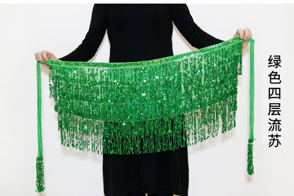 Sexy Sequins Tassel Dancewear Mini Skirt Women Clothes Jupe Femme Belly Dance Skirts Ladies Faldas Performance Stage Bottom Saia