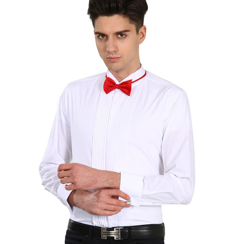 White Men's Dress Shirt,Single-breasted Long-sleeve Square Collar Shirts Wedding/party/performance Camisa Male Chemise S-7XL 8XL