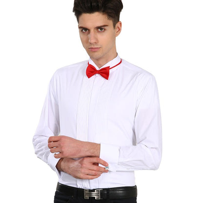White Men's Dress Shirt,Single-breasted Long-sleeve Square Collar Shirts Wedding/party/performance Camisa Male Chemise S-7XL 8XL