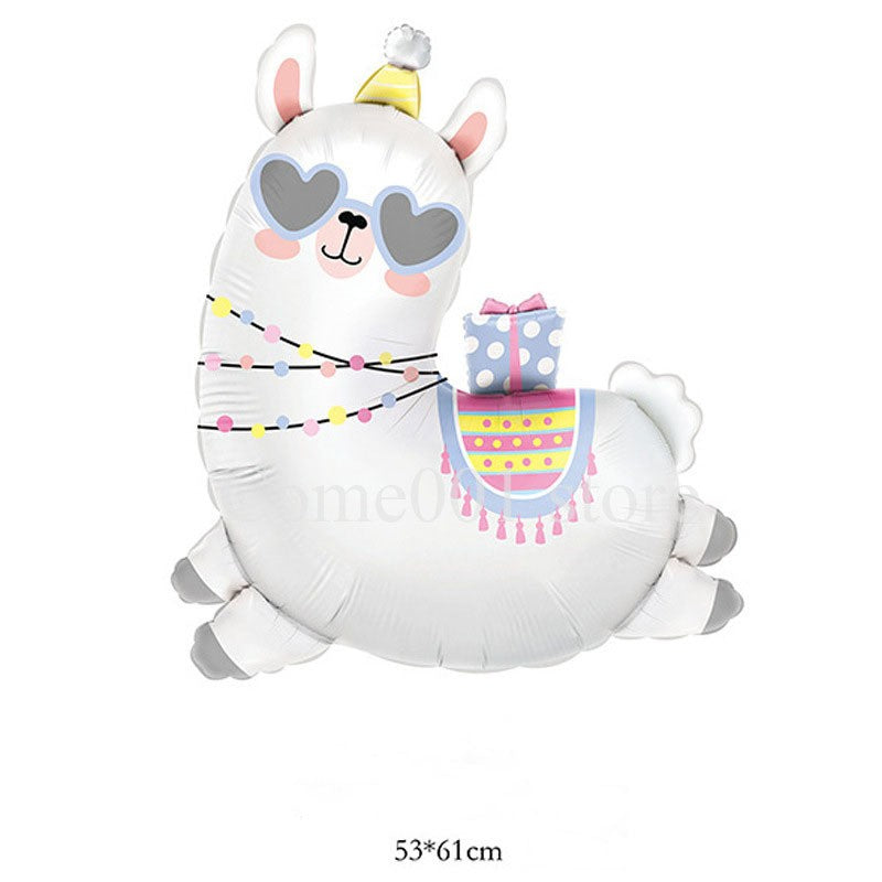 Cute Cartoon Alpaca Whale Animal Aluminum Film Ballons for Children's Birthday Party Decoration Balloons Baby Shower Photo Props