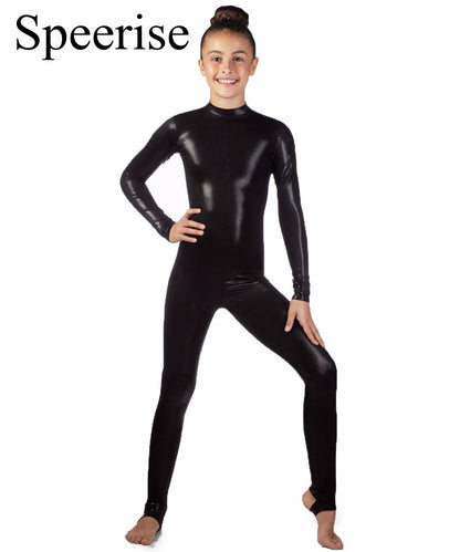 SPEERISE Toddler Sleeveless Leotard Boys Ballet Bodysuit Shiny Metallic Gymnastics Short Spandex Tank One-piece Unitards for Kid