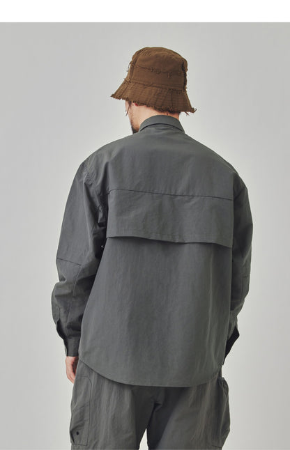 Men Outdoor Waterproof Quick Dry Lightweight Tack Techwear Cargo Shirts Man Streetwear Loose Casual Long Sleeve Oversize Shirt